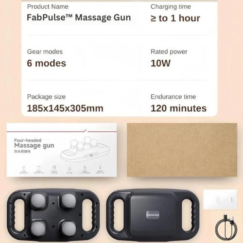 FabPulse™️ 4-Headed Massage Gun - Fab Alchemy