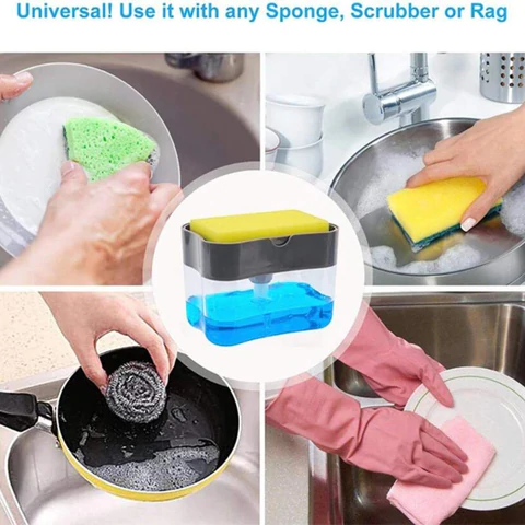 UPGRADED Liquid Soap Dispenser & Sponge Holder (WITH FREE SPONGE) - Fab Alchemy