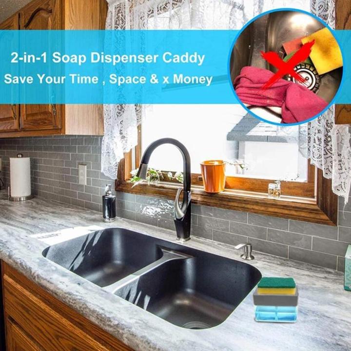 UPGRADED Liquid Soap Dispenser & Sponge Holder (WITH FREE SPONGE) - Fab Alchemy
