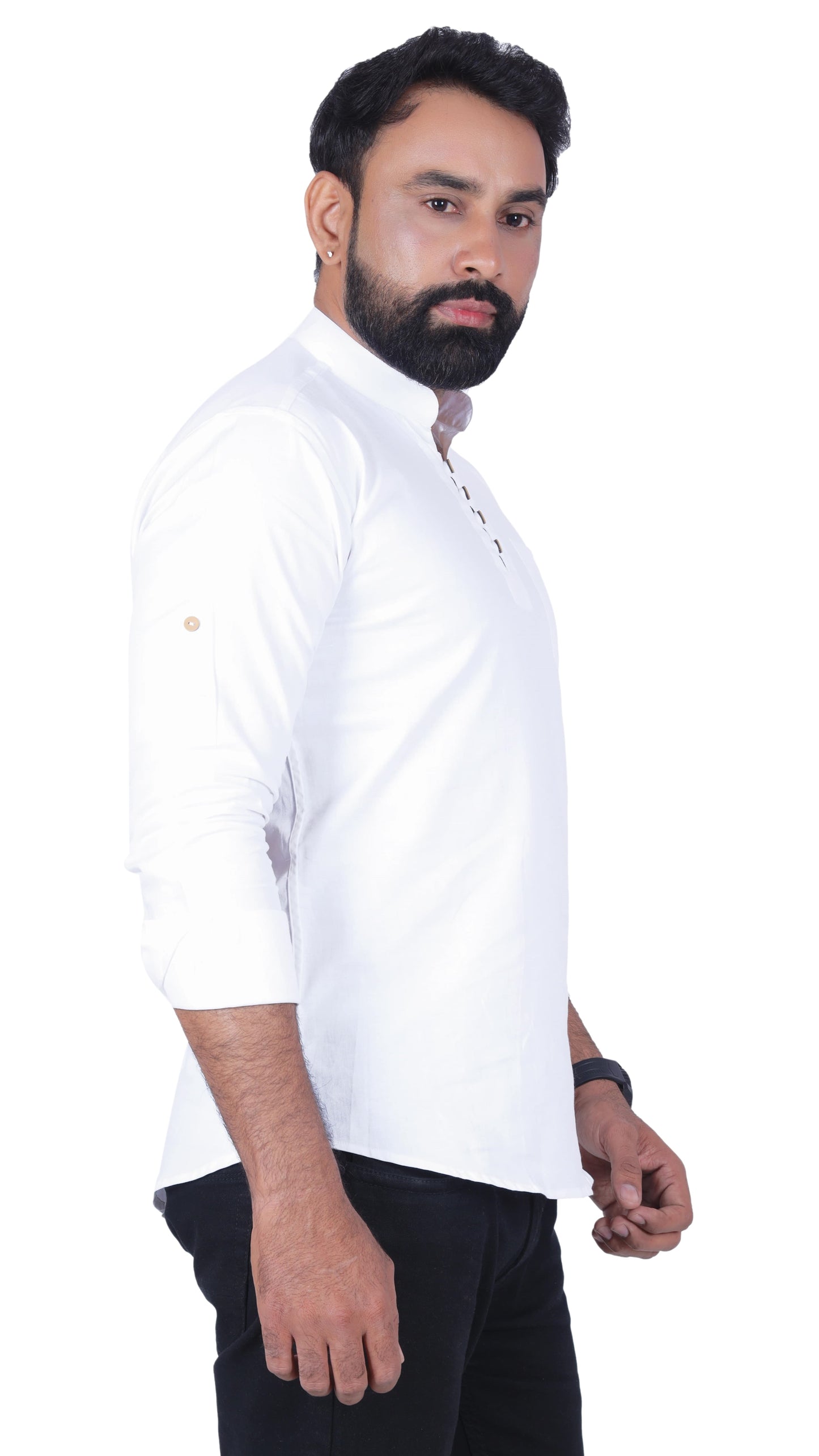 White Solid Pure Cotton Straight Kurta - Fab Alchemy
