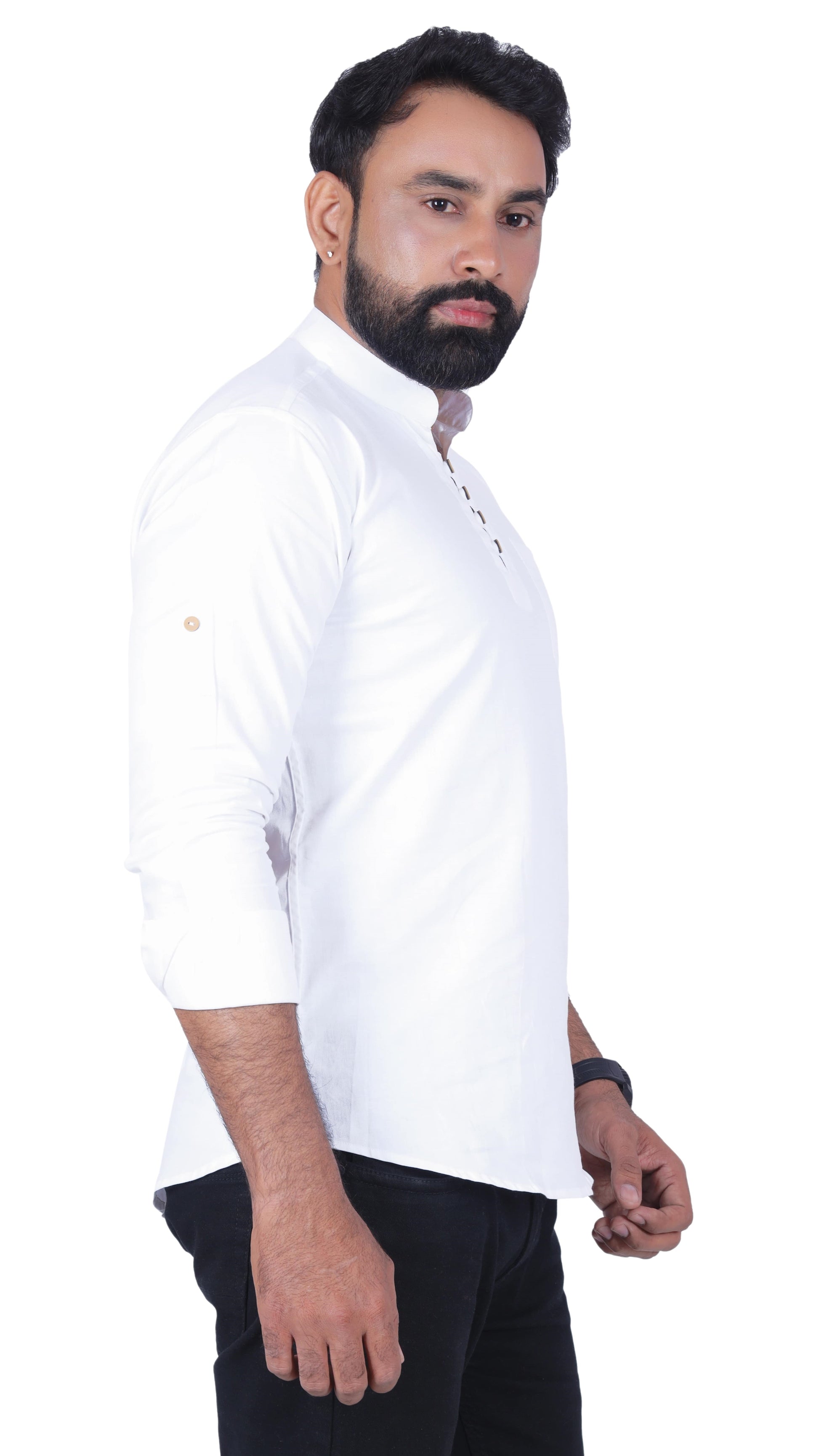White Solid Pure Cotton Straight Kurta - Fab Alchemy