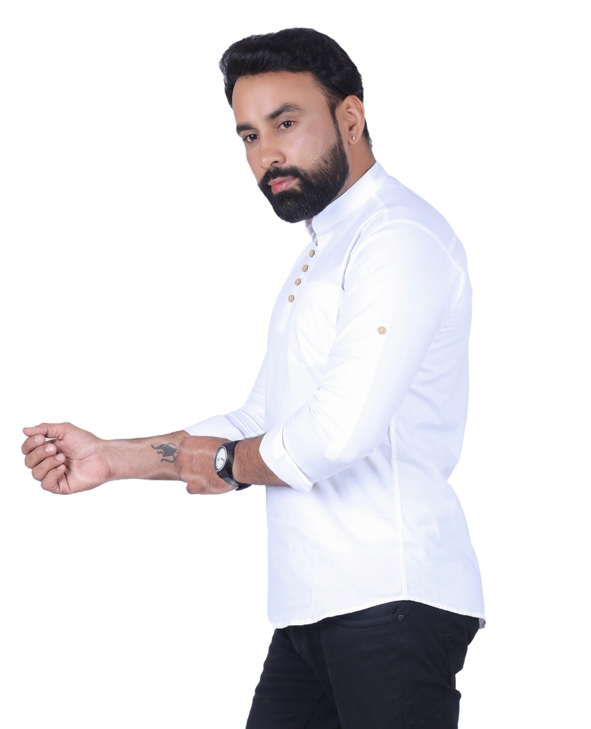 White Solid Pure Cotton Straight Kurta - Fab Alchemy