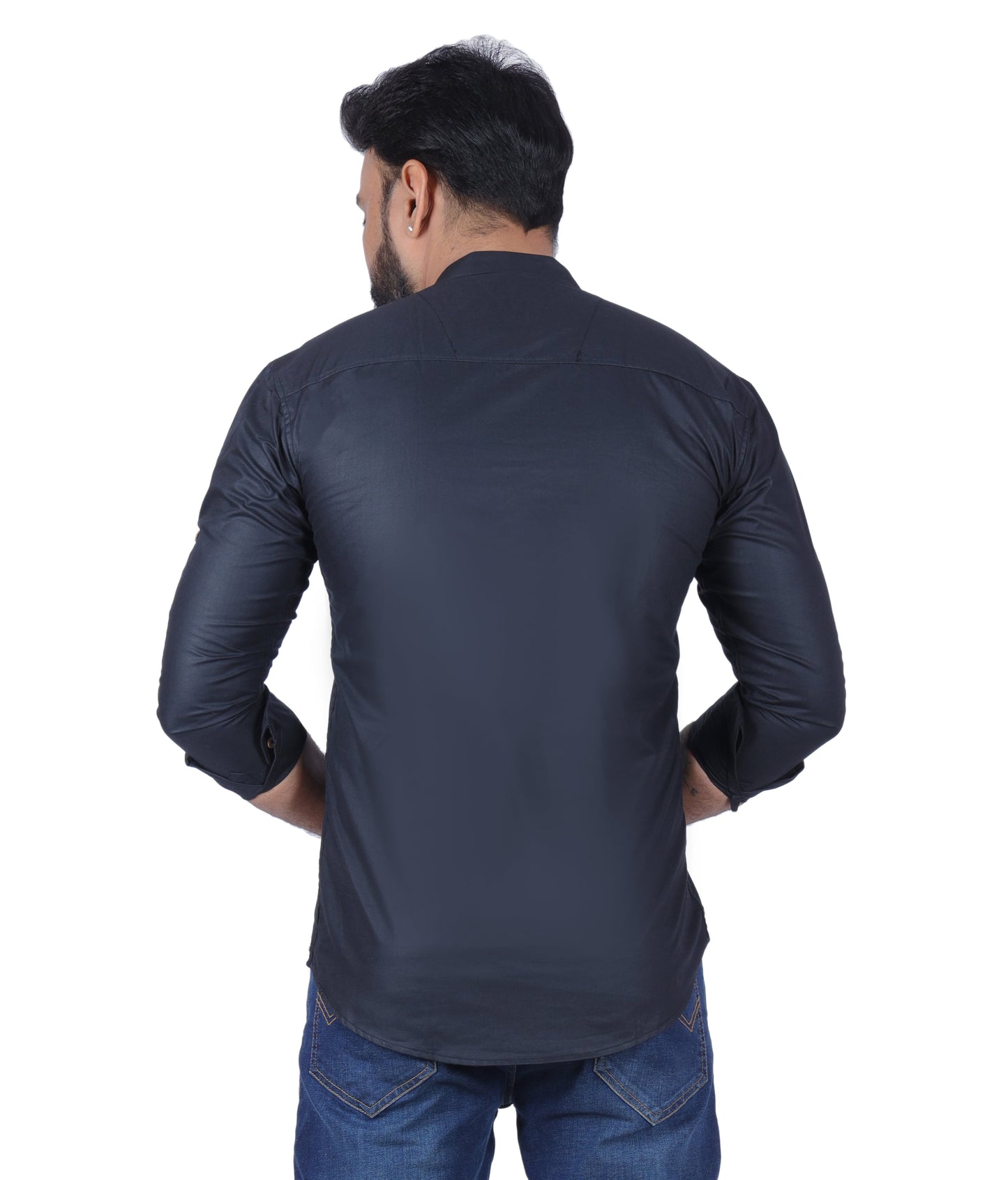 Black Solid Pure Cotton Straight Kurta - Fab Alchemy