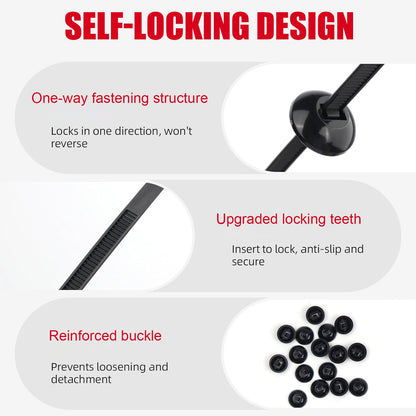 FabTieLock™ 150-Piece T-Style Automotive Cable Tie Set