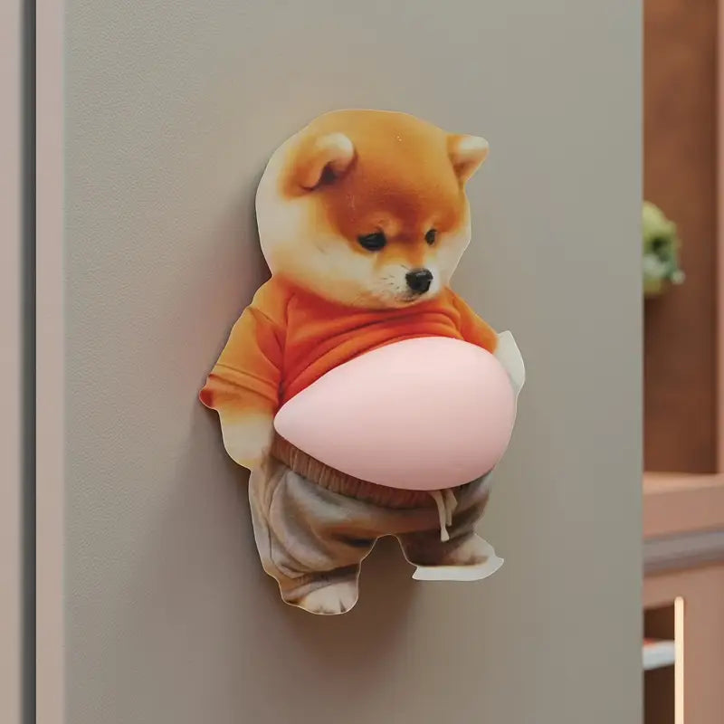 Shiba Inu belly sticker displayed on a wall