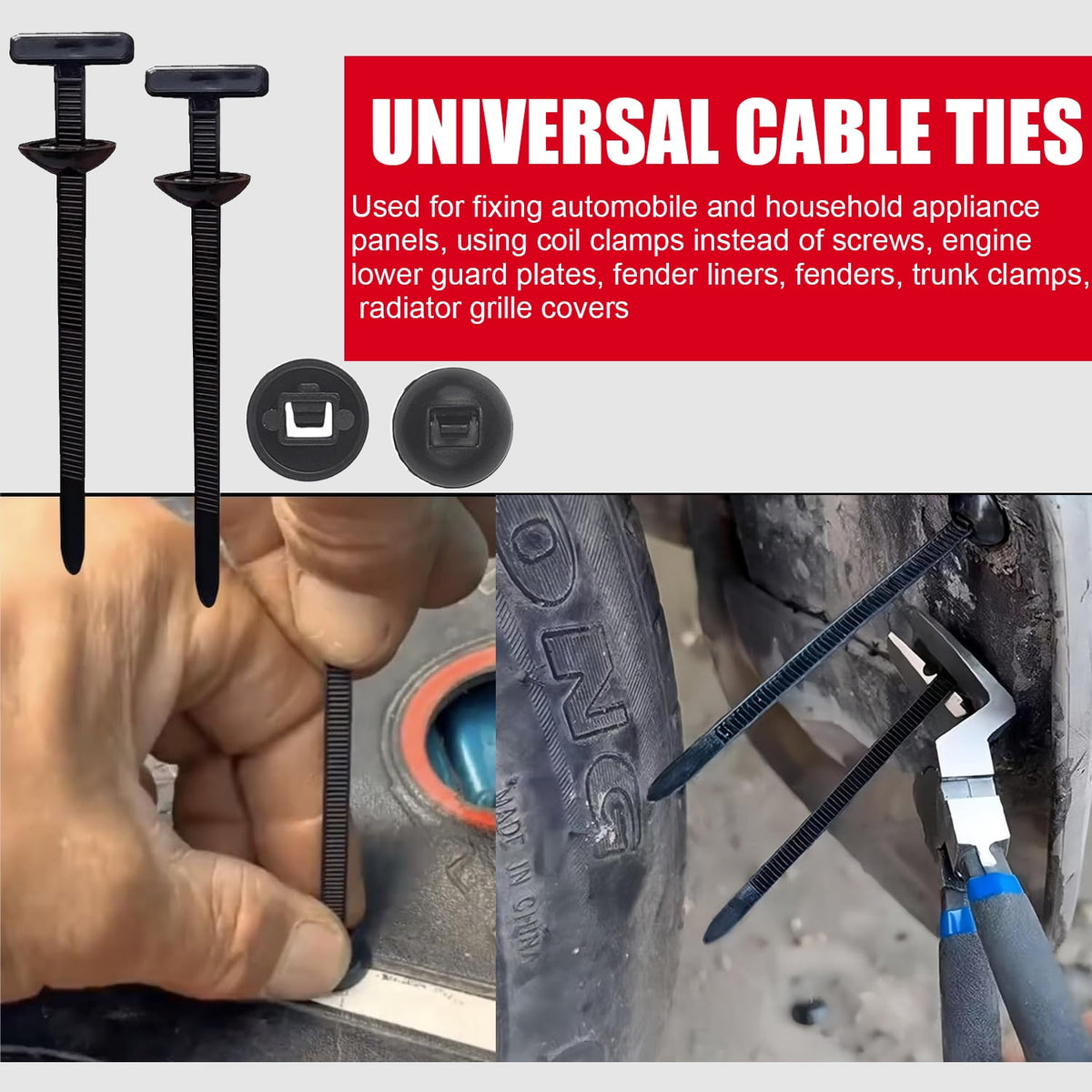 FabTieLock™ 150-Piece T-Style Automotive Cable Tie Set