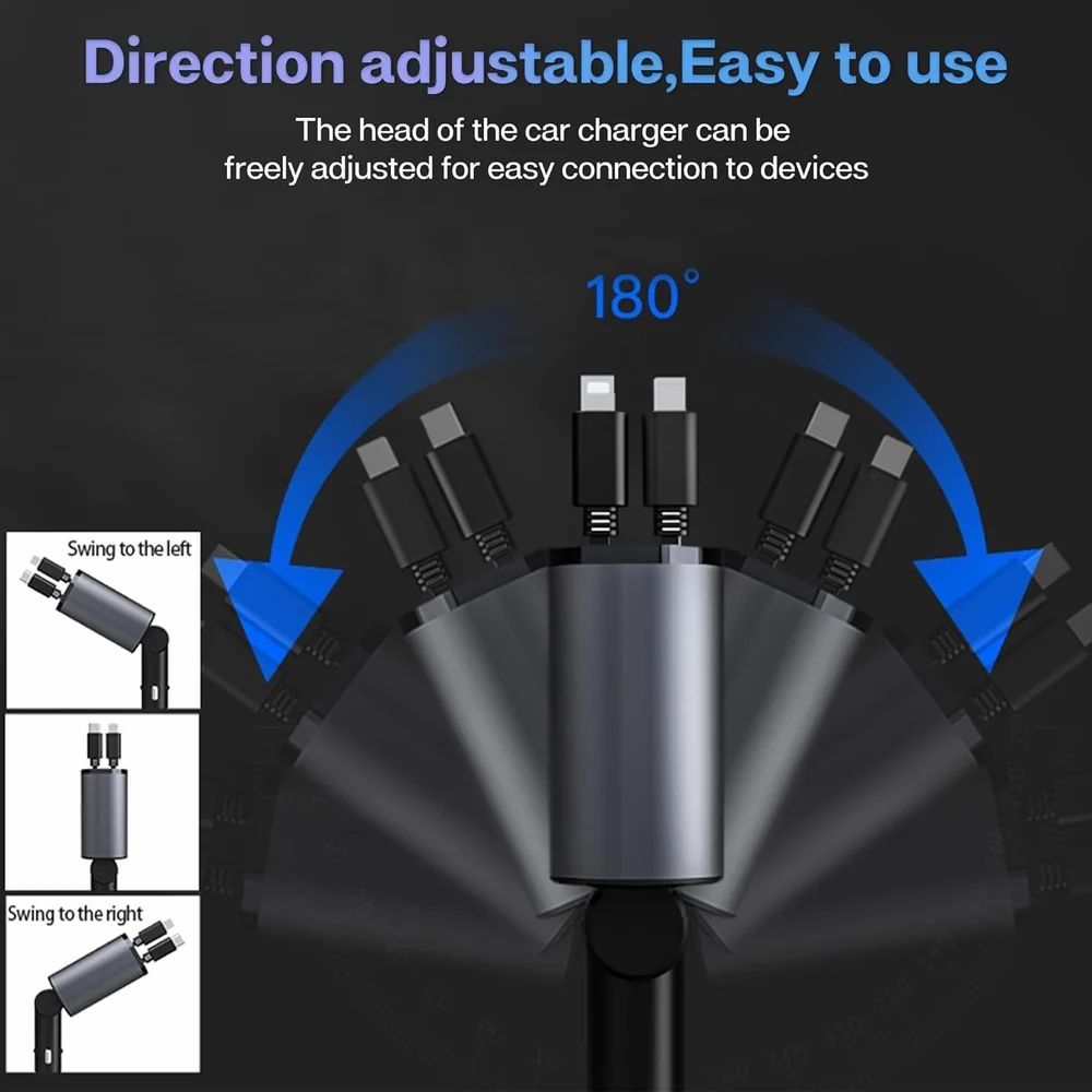 FabDrivePort™ 4-in-1 Retractable Car Charger product view 2