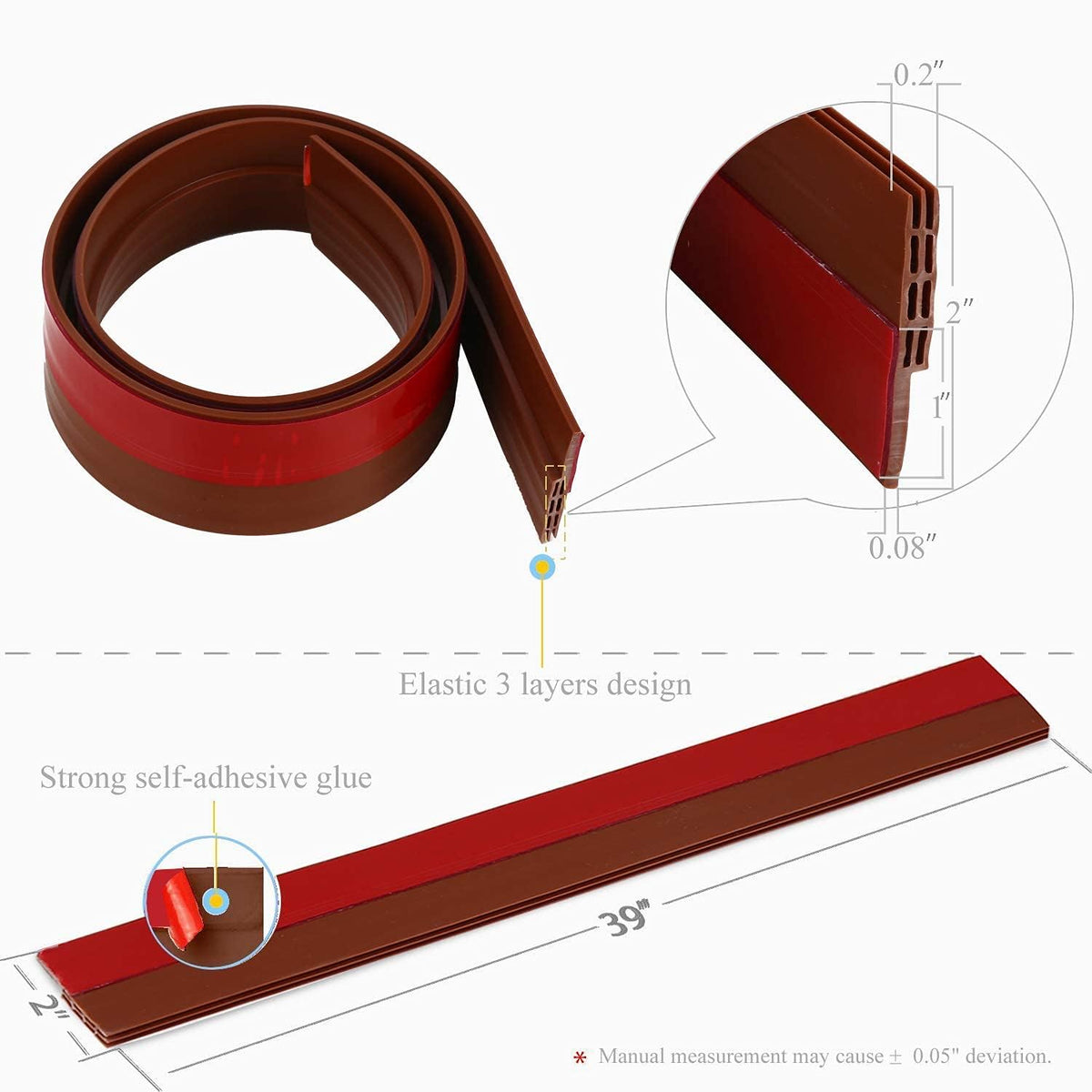 FabSealFlex™ Brown Door Bottom Sealing Strips (2pcs) product view 4