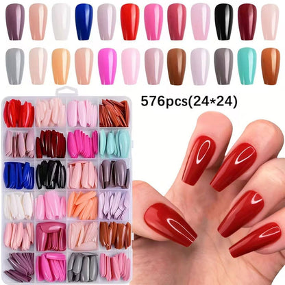FabNailPalette™ 576-Piece Press-On Nail Set in 24 Colours