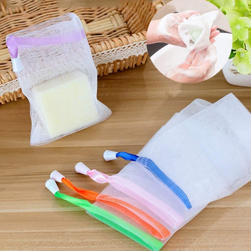 White mesh soap pouch use and colour examples
