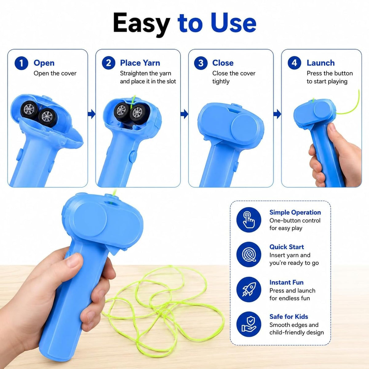 FabString™ Flying Rope Launcher Toy (Blue)