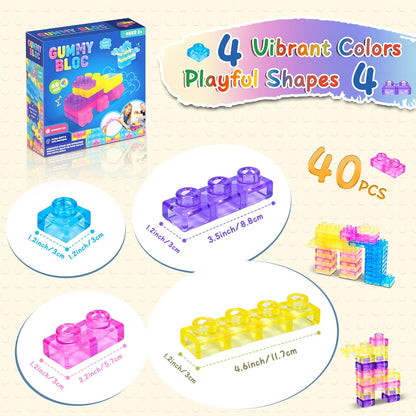FabJellyBuild™ 40-Piece Soft Building Blocks Set