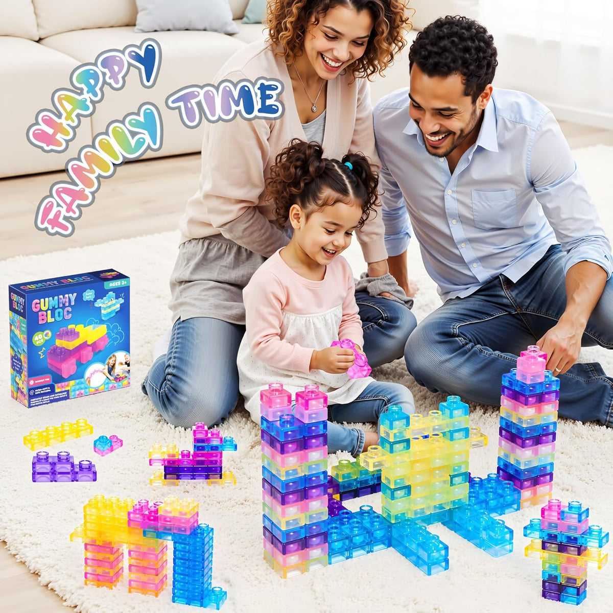 FabJellyBuild™ 40-Piece Soft Building Blocks Set