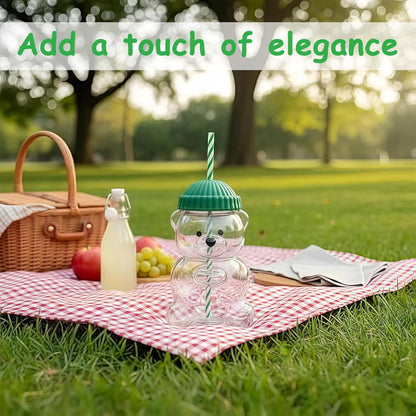 FabBearSip™ Bear-Shaped Tumbler with Green Beanie Lid