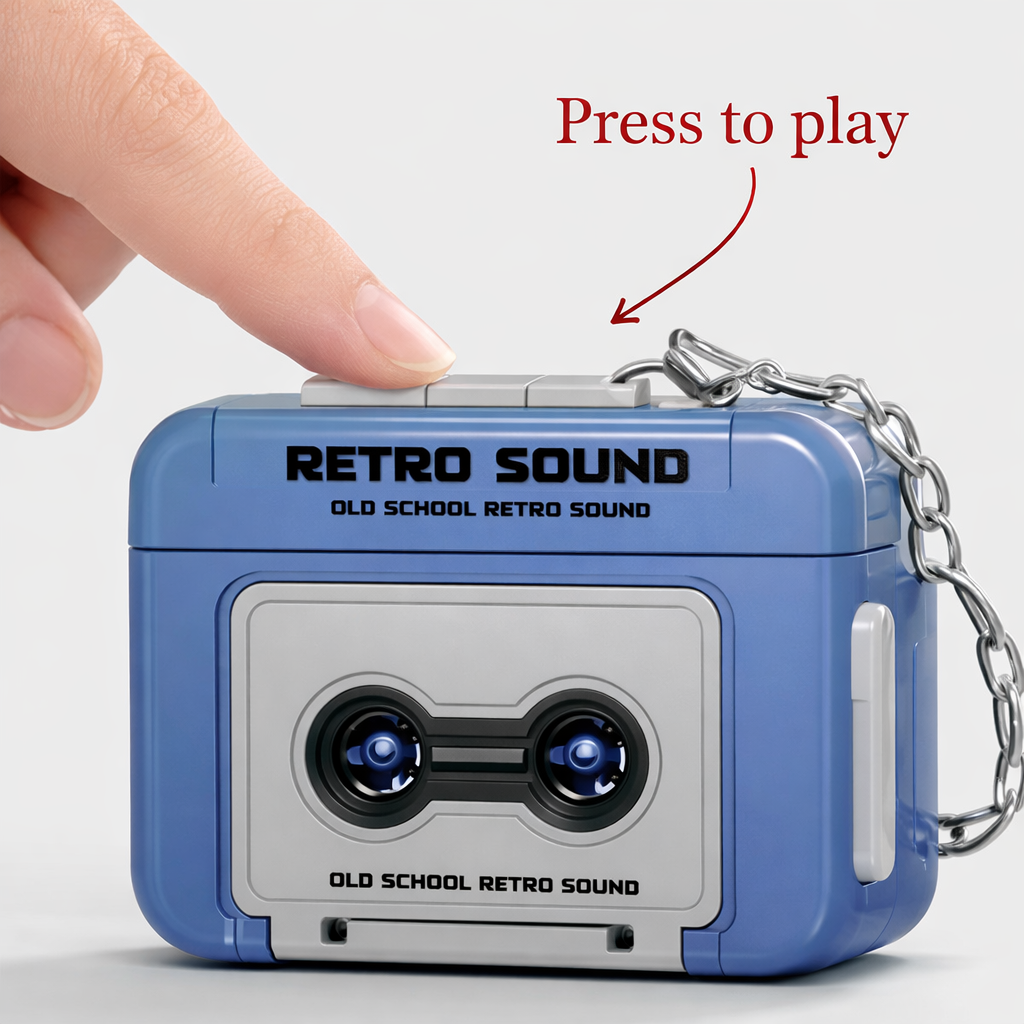 FabRewind™ Retro Sound Recorder Keychain (2pcs) blue product view 5