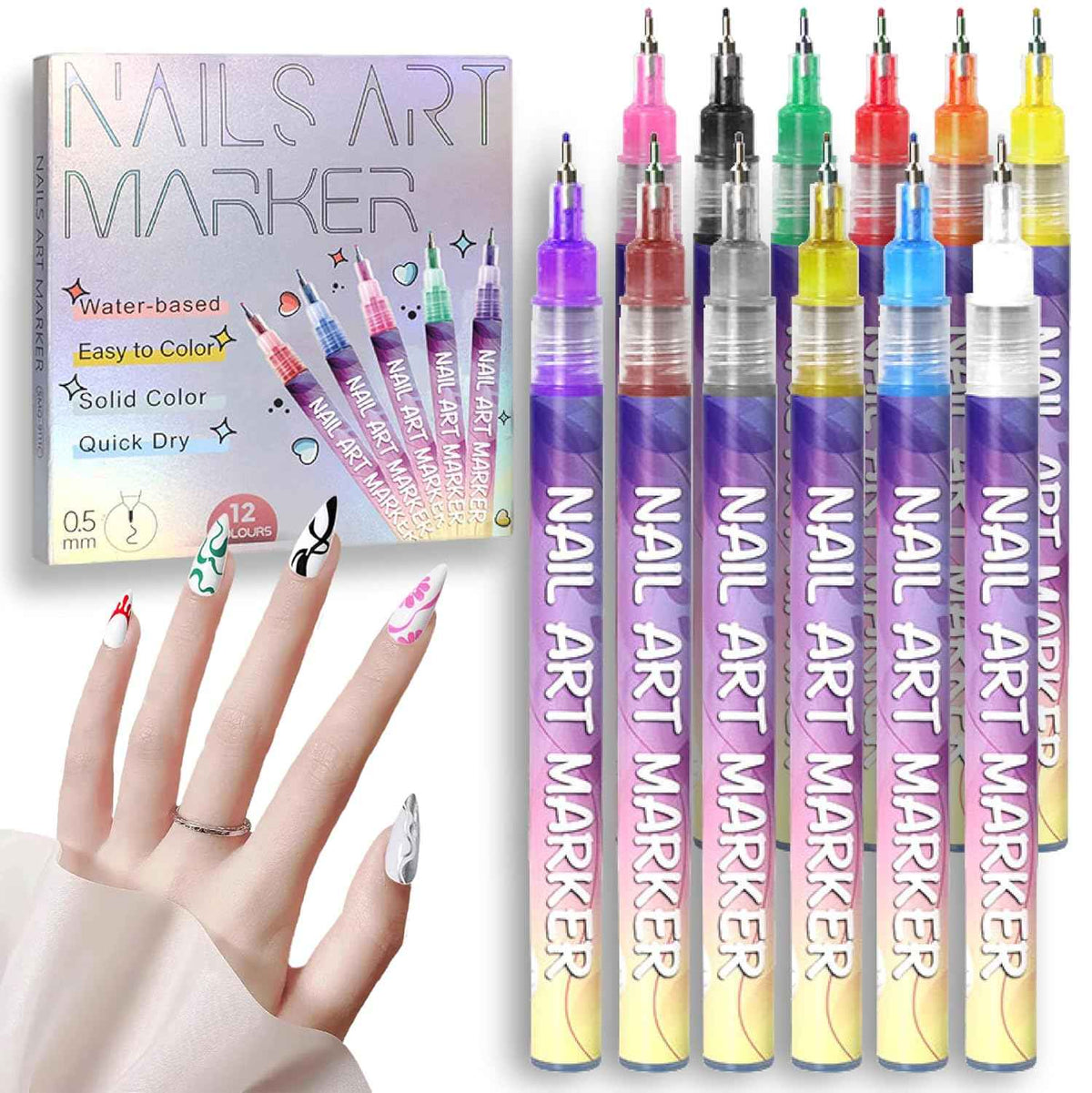 FabDoodle™ 12-Colour Nail Art Marker Set