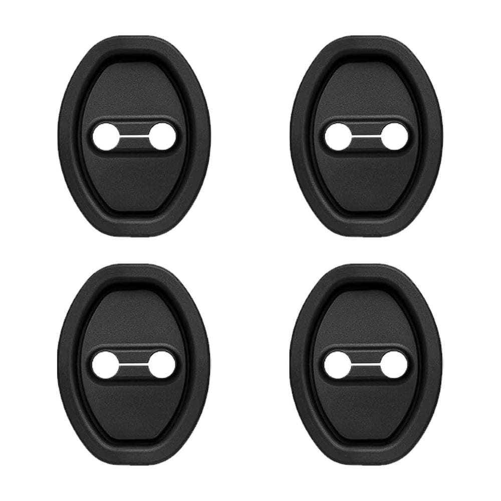 FabHushLock black silicone car door latch covers, design of one four-cover set