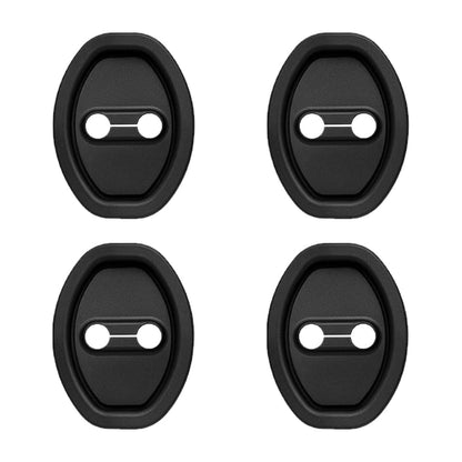 FabHushLock black silicone car door latch covers, design of one four-cover set