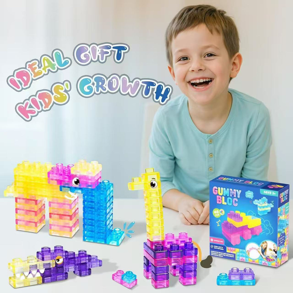 FabJellyBuild™ 40-Piece Soft Building Blocks Set