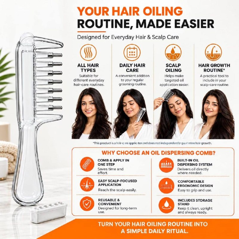 FabScalp™ Refillable Hair Oil Applicator Comb product view 3