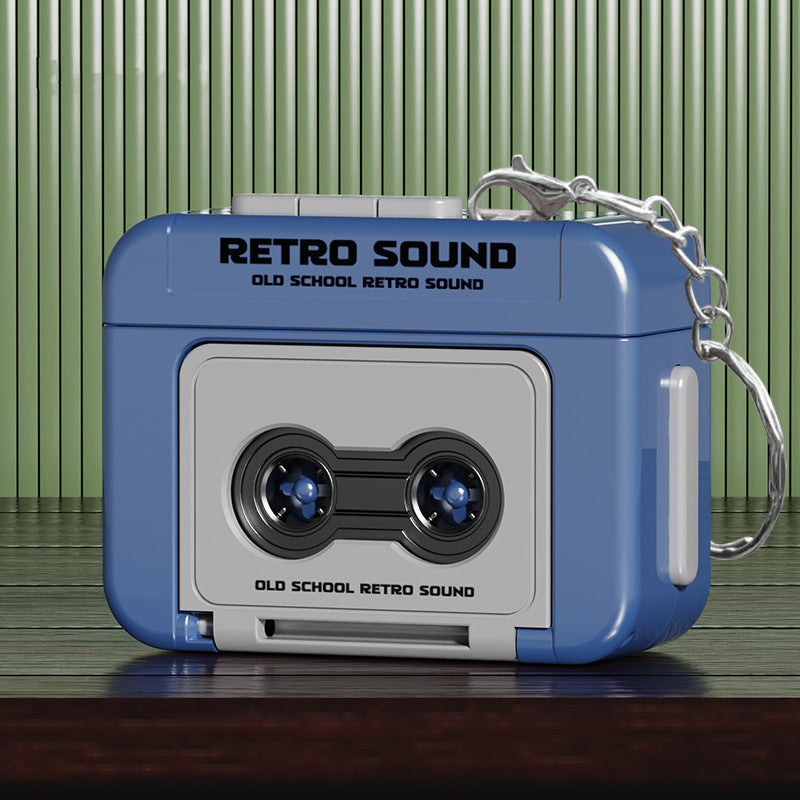 FabRewind blue retro sound recorder keychain front view