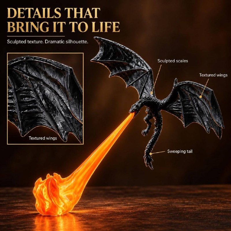 FabEmberWing™ Fire-Breathing Dragon Shelf Light - Fab Alchemy
