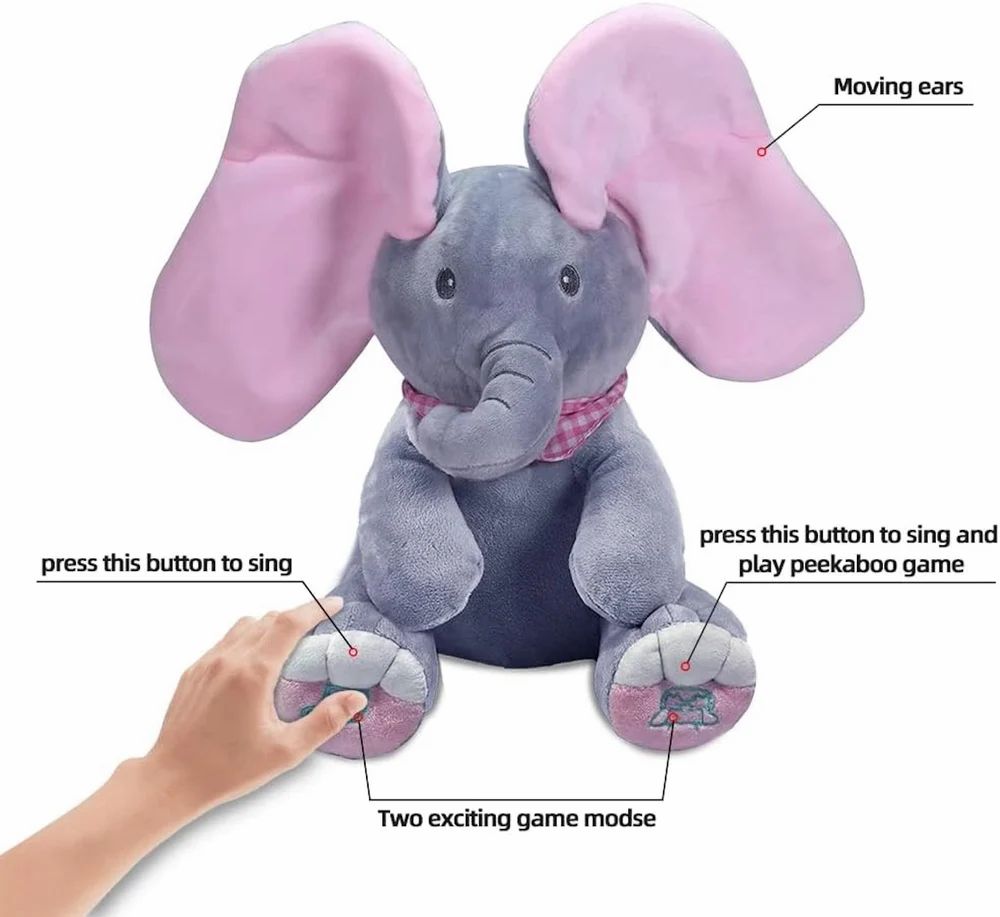 FabFlap™ Peekaboo Singing Elephant Plush Toy product view 6