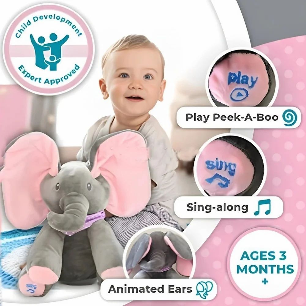 FabFlap™ Peekaboo Singing Elephant Plush Toy product view 4