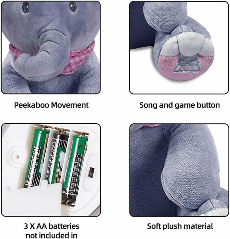 FabFlap™ Peekaboo Singing Elephant Plush Toy product view 2