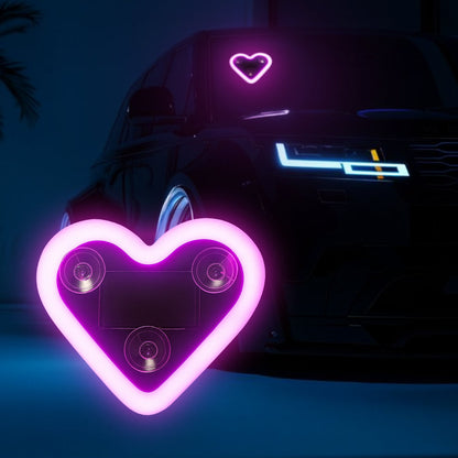 FabHeartBeam pink solar heart car window light mounted on glass