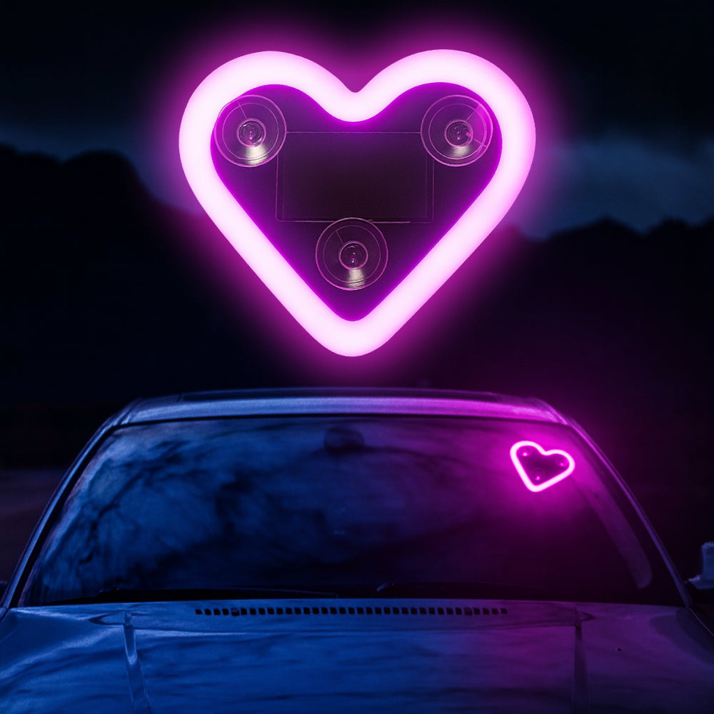 FabHeartBeam™ Solar Heart Car Window Light (Pink)
