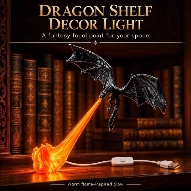 FabEmberWing™ Fire-Breathing Dragon Shelf Light - Fab Alchemy