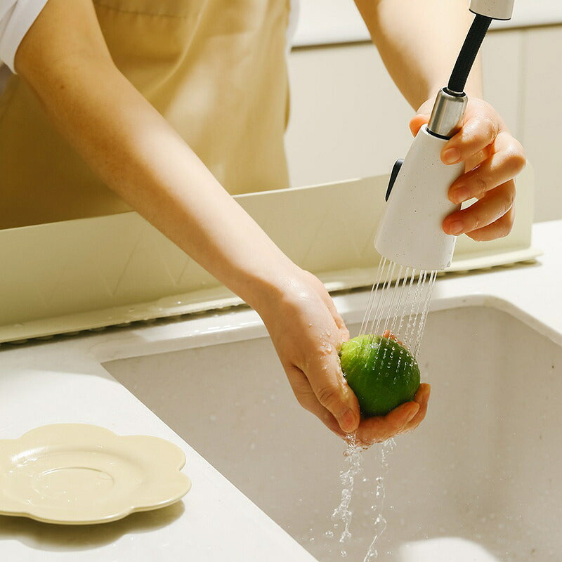 White silicone splash guard beside a kitchen worktop