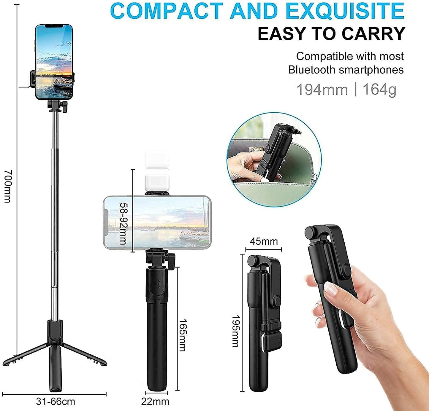 All-in-One Wireless Bluetooth Selfie Stick Tripod - Fab Alchemy