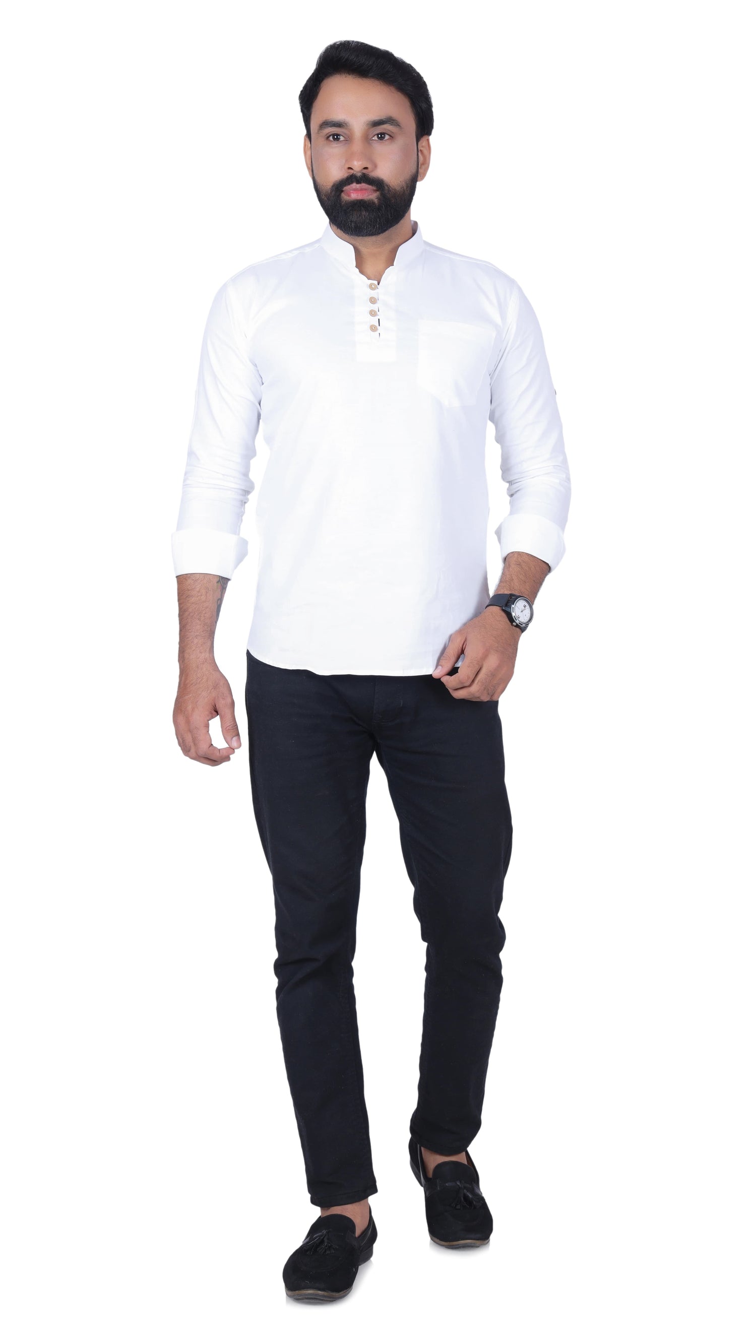 White Solid Pure Cotton Straight Kurta - Fab Alchemy